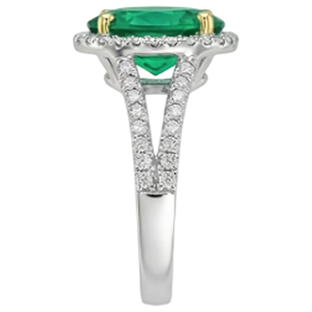 Natürlicher Edler Smaragd Schmuckstein-Ring 4 Karat Bicolor 14K Gold – Draufsicht