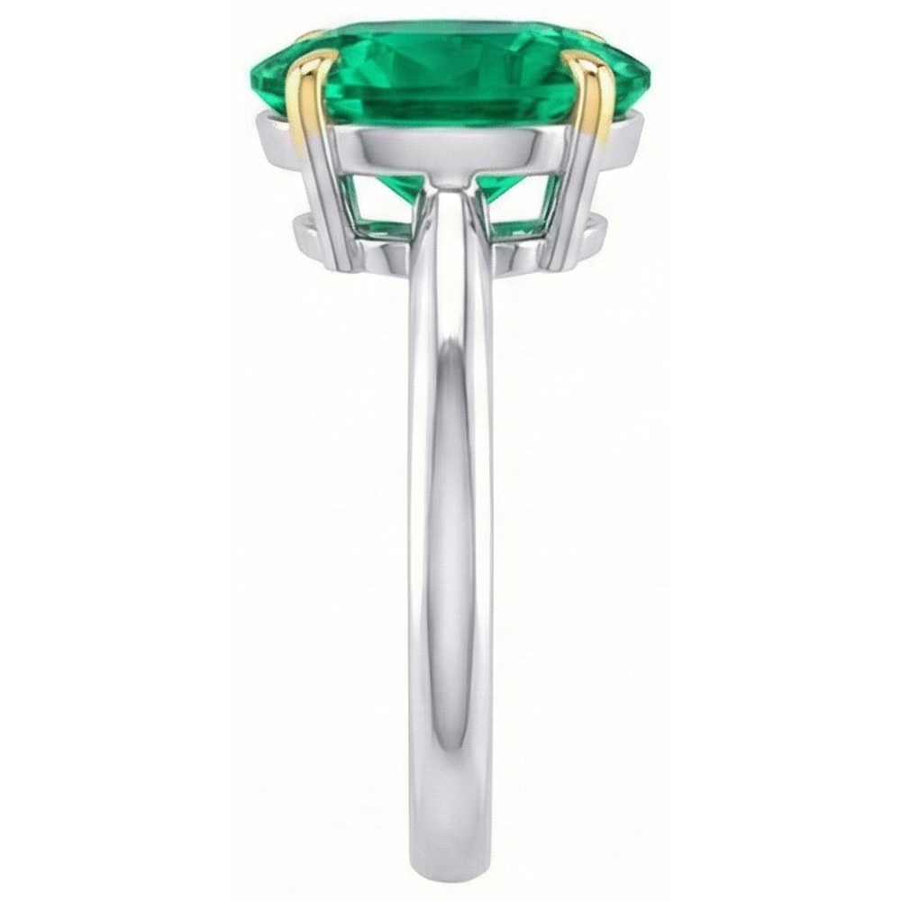 Eleganter Smaragd Edelstein-Ring 4 Karat – Profilansicht