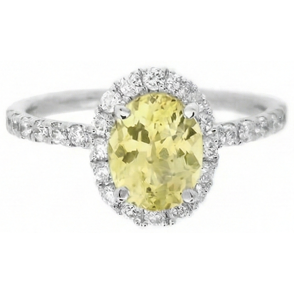 Oval & Rundschliff Gelber Saphir Aus der Erde Abgebauter Natürlicher Diamantring 5 Karat Weißgold 14K