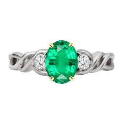 Funkelnder Gedrehte Schiene Smaragd Farbstein-Ring – 4 Karat
