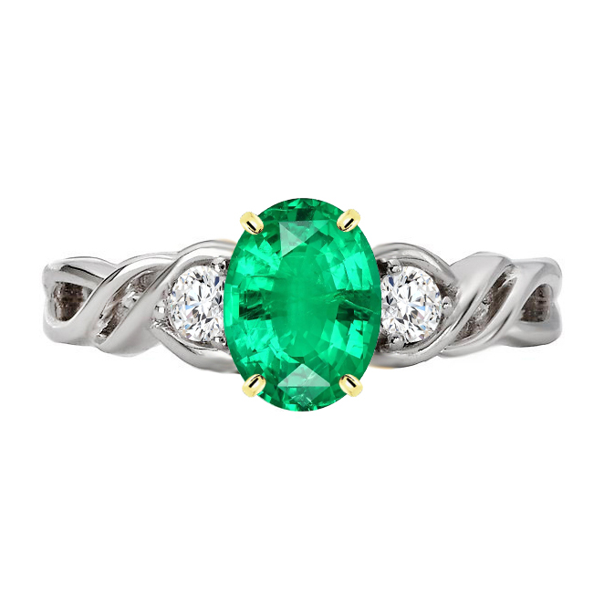 Farbstein-Ring Bicolor 14K Gold mit Smaragd – Hauptansicht