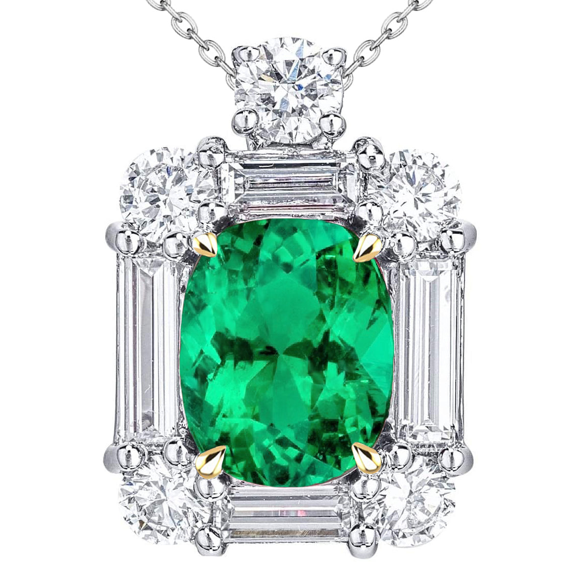 Schmuckstein-Anhänger Bicolor 14K Gold mit Edler Smaragd – Hauptansicht