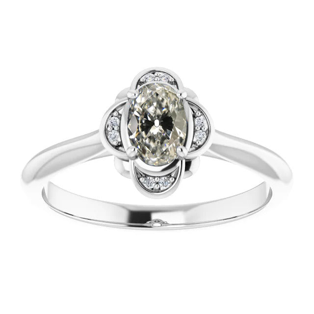 Diamant Antik-Kissen-Schliff Halo-Fassung Ring in 14K Weißgold – Hauptansicht
