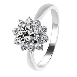 Handgefertigter Edler Diamant Halo-Verlobungsring 2 Karat