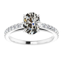 14K Weißgold Brillant Akzent-Solitär-Ring – 4-Karat Old Mine Cut