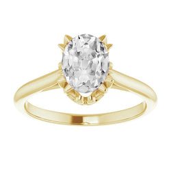 Brillant Antik-Kissen-Schliff Solitär-Ring 4 Karat in 14K