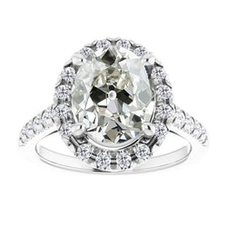 Feiner Old Mine Cut Edler Diamant Halo-Ring – 4 Karat 14K