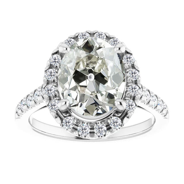 Feiner Edler Diamant Halo-Ring 4 Karat – Hauptansicht