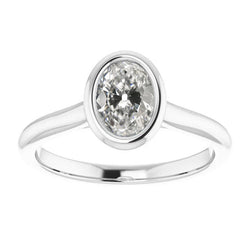 14 Karat Weißgold Antik-Kissen-Schliff Diamant Einzelstein-Ring