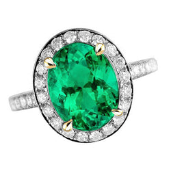 Pavé Kolumbianischer Smaragd Edelstein-Ring 3,50 Karat – 14K