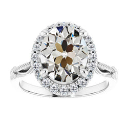 Brillant Antik Halo-Fassung Ring 4 Karat in 14 Karat Weißgold