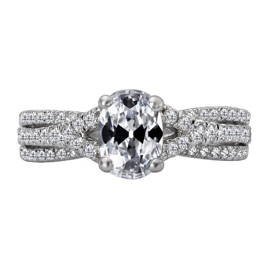 Old Mine Cut Brillant Ring in 14K Weißgold – Hauptansicht