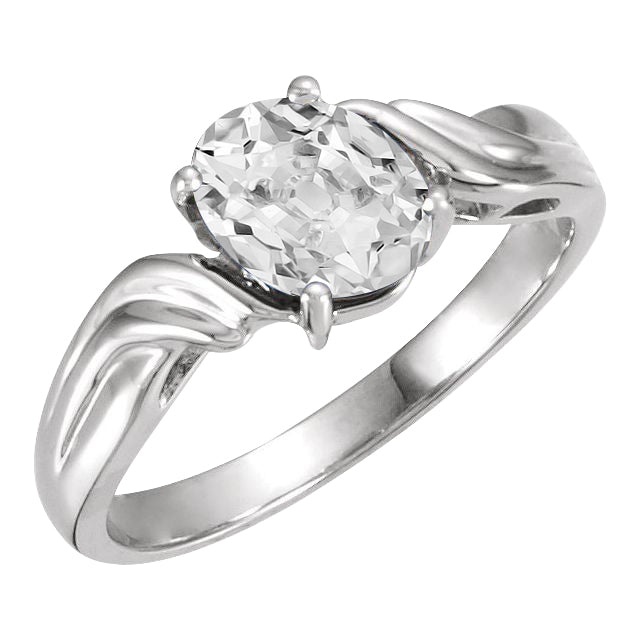 Old Mine Cut Diamant Ring in 14K Weißgold – Hauptansicht