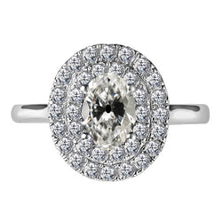 Old Mine Cut Edler Diamant Halo-Ring in 14K Weißgold – 3 Karat
