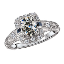 Natürlicher Antik-Kissen-Schliff Brillant Halo-Ring – 3 Karat in