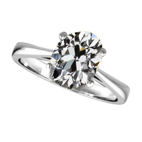 Brillant Antik-Kissen-Schliff Solitär-Ring in 14K Weißgold – Hauptansicht