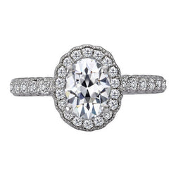 Echter Edler Diamant Halo-Ring 4 Karat – 14K Weißgold