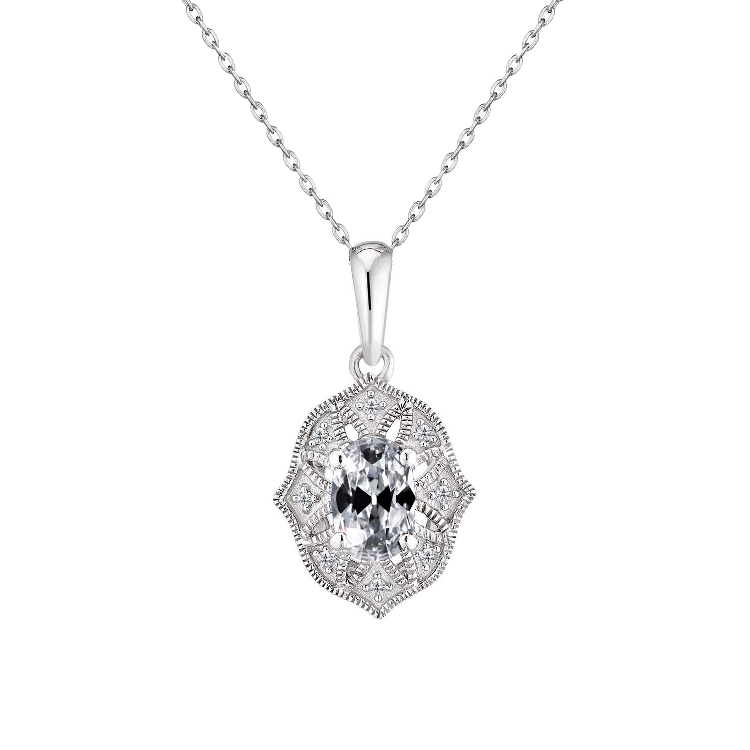 Hänge-Anhänger 14K Weißgold mit Edler Diamant – Hauptansicht