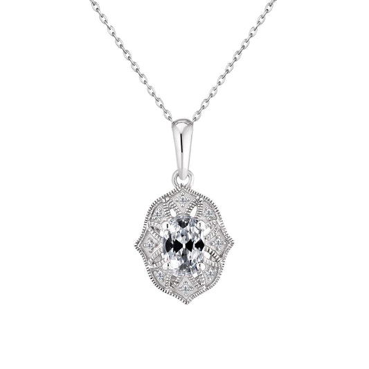 Hänge-Anhänger 14K Weißgold mit Edler Diamant – Hauptansicht