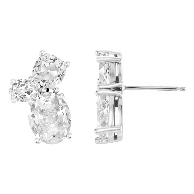 Naturreiner Diamant Ohrringe 10 Karat 14K Weißgold – Frontansicht