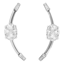Tropfenohrringe aus Weißgold mit ovalem Alter Bergmann & Baguettes, echte Diamanten, 5 Karat