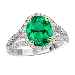 GIA-Geprüft Schmuckstein-Ring – Edler Smaragd 4 Karat Bicolor