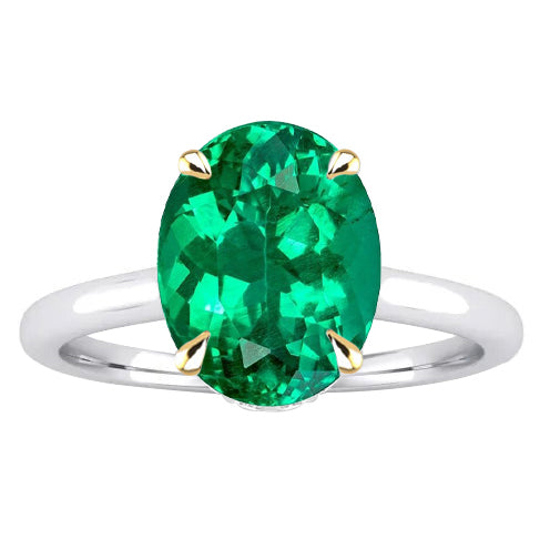 Edelstein-Ring Bicolor 14K Gold mit Smaragd – Hauptansicht