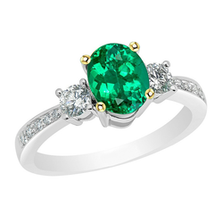 Bicolor 14K Gold Verjüngt Smaragd Edelstein-Ring 2,50 Karat