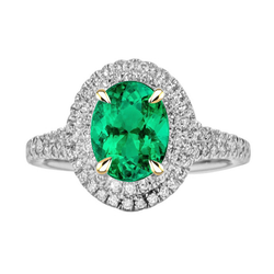 Pavé Farbstein-Ring – Smaragd 3,50 Karat Bicolor 14K Gold