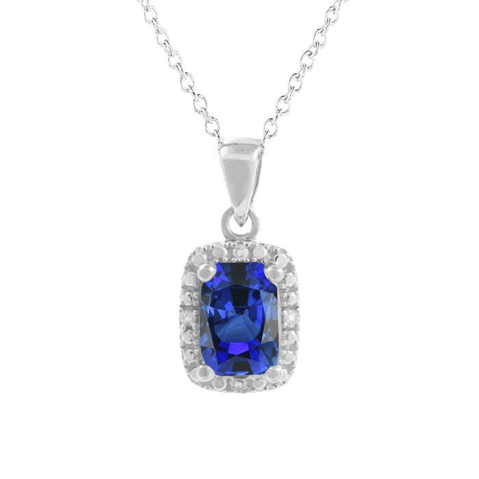 Echter Blauer Saphir Stein-Halskette 2 Karat 14K Weißgold – Hauptansicht