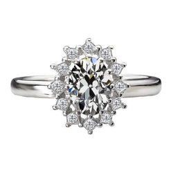 Erdgewonnener Diamant Halo-Fassung Ring – 14K Weißgold 3 Karat