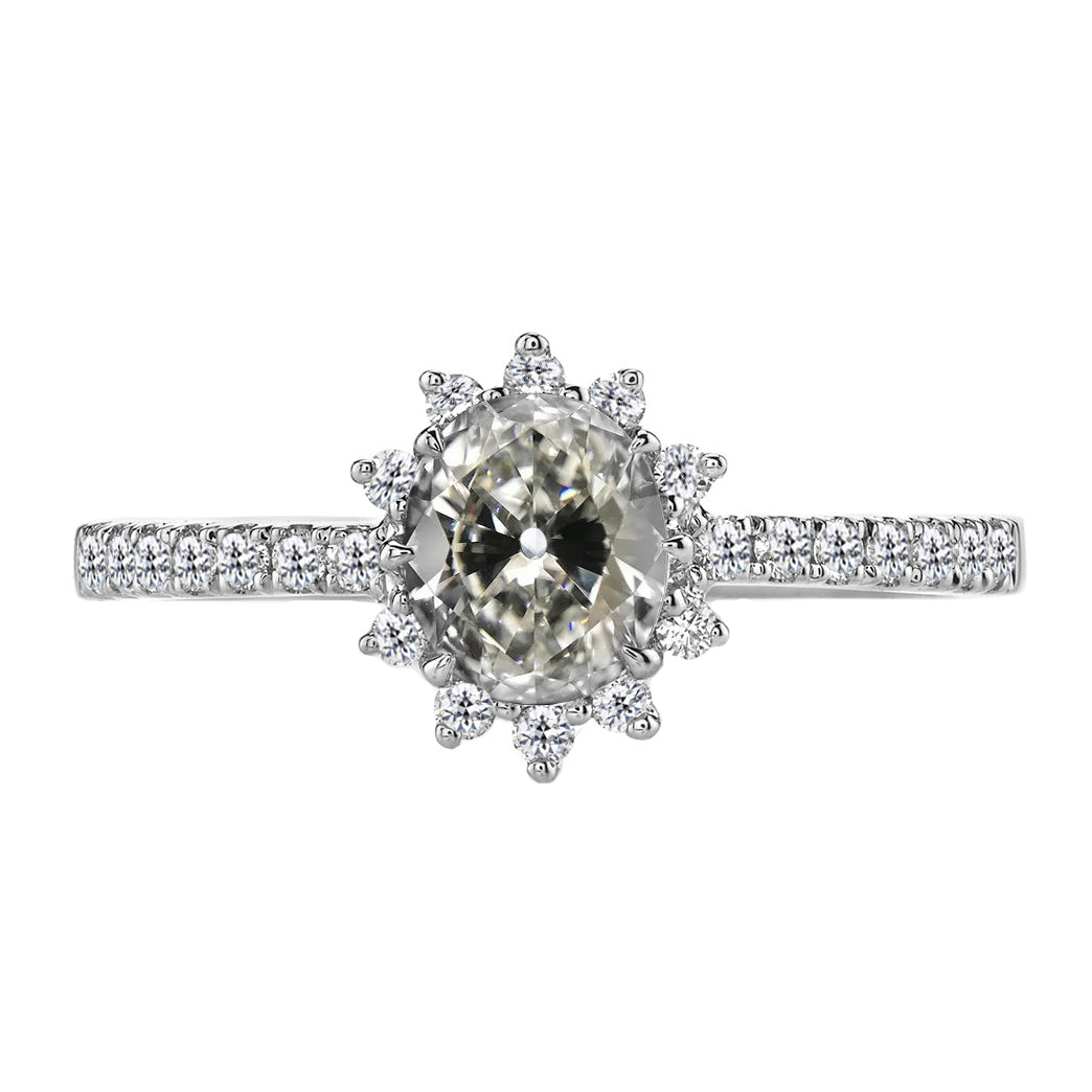 Erdgewonnener Brillant Halo-Verlobungsring – Hauptansicht