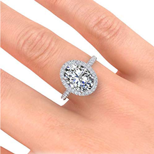 Edler Brillant Halo-Ring 6,50 Karat – Schrägansicht