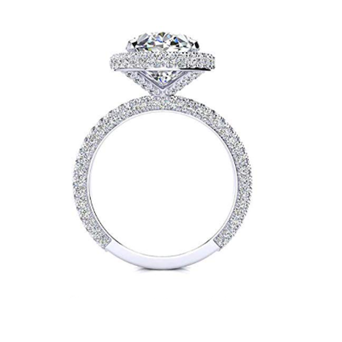 Brillant Antik-Kissen-Schliff Halo-Ring in 14 Karat Weißgold – Frontansicht