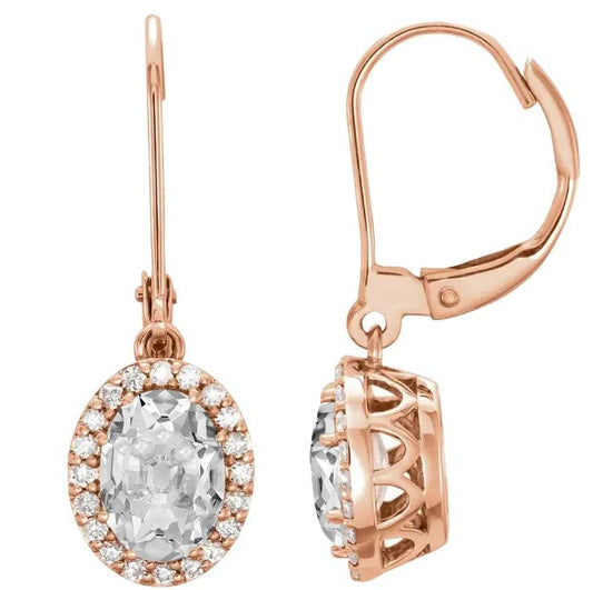 echter oval diamant 8Karat ohrring Vorderansicht