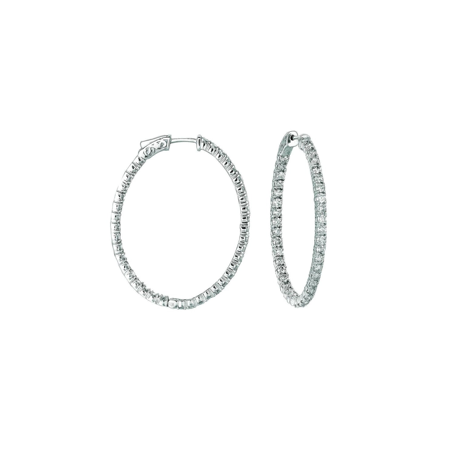Ovale Creolen mit 7 Zeigern 5,46 Karat Echt Diamant 14K Weiß