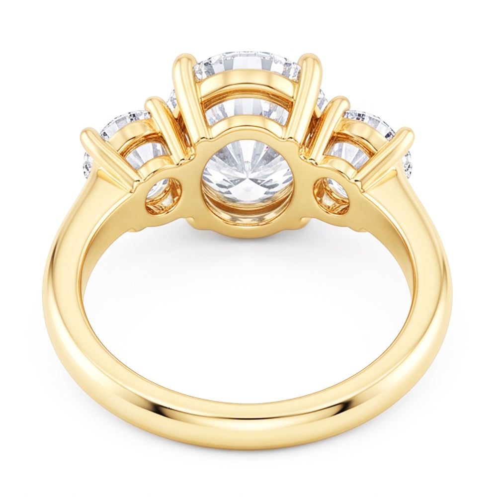 Ovaler 3 Karat Echt Aus der Erde Abgebauter Natürlicher Diamant Drei Steine Verlobungsring Gelbgold Schmuck