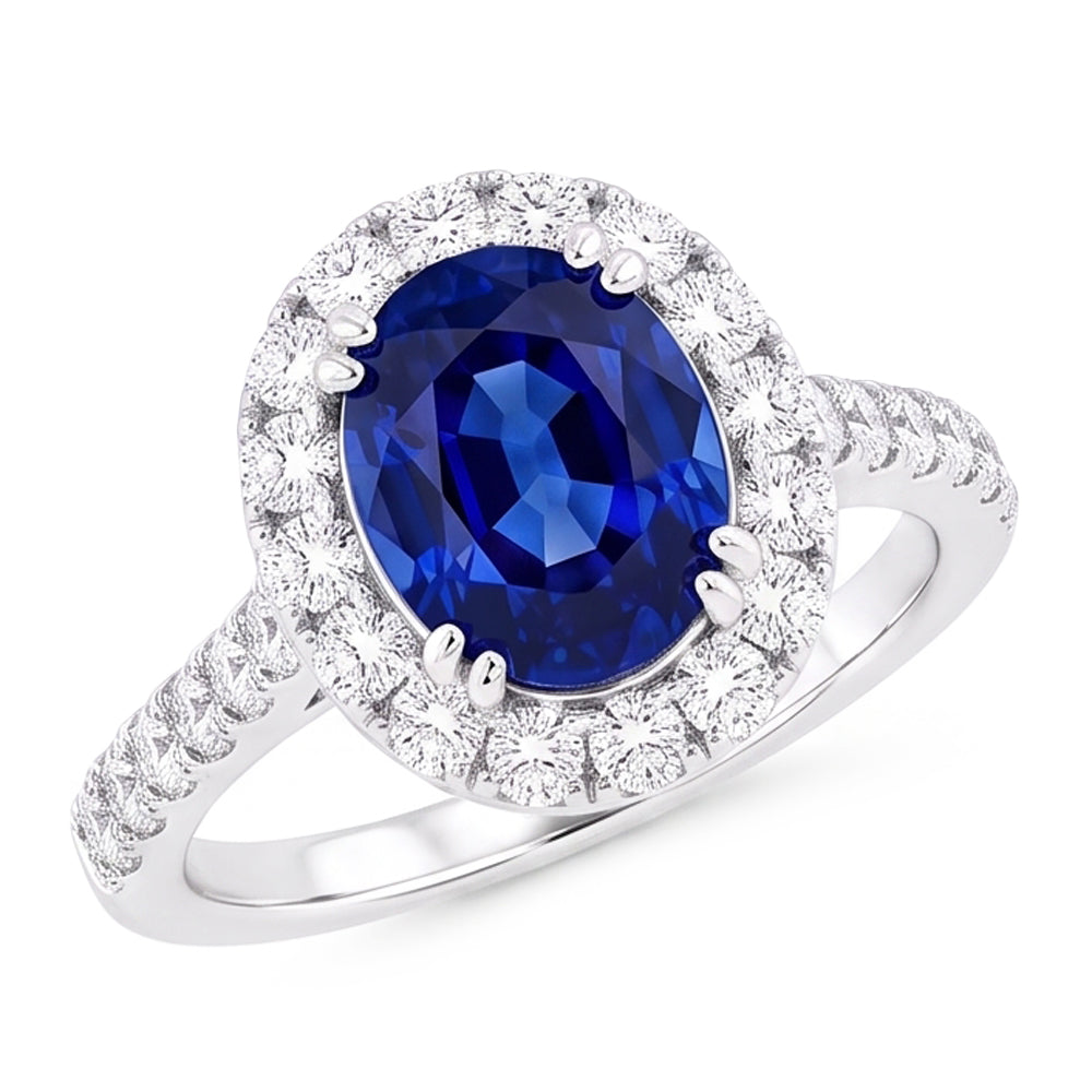 Ovaler 6 Karat Halo-Saphir-Verlobungsring