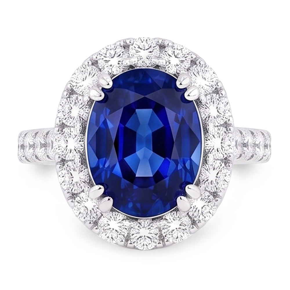 Ovaler 6 Karat Halo-Saphir-Verlobungsring