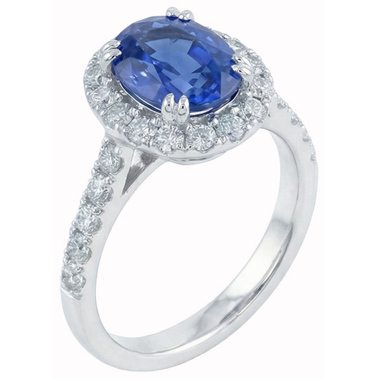 Ovaler 6 Karat Halo-Saphir-Verlobungsring