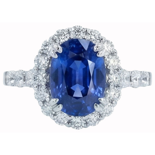 Ovaler 6 Karat Halo-Saphir-Verlobungsring