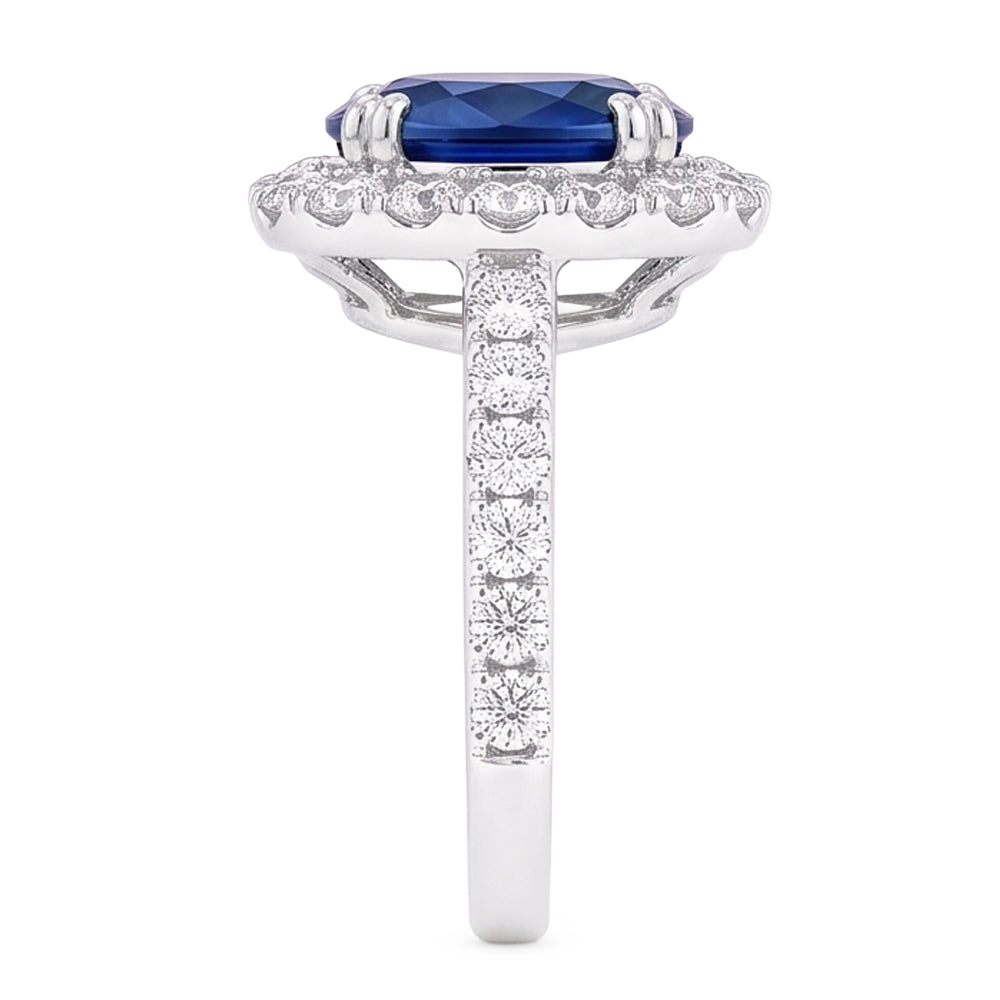 Ovaler 6 Karat Halo-Saphir-Verlobungsring