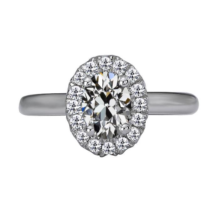 Ovaler Altschliff Echt Diamant Halo Ring Schmuck Gold 5 Karat