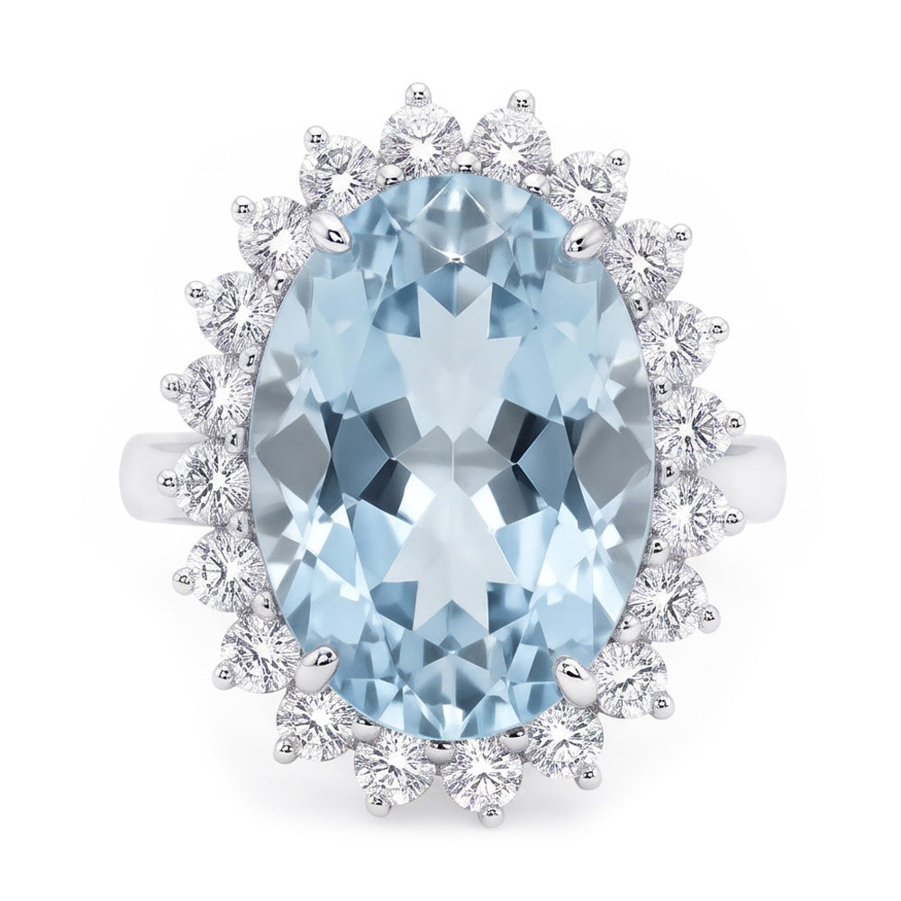 Ovaler Aquamarin-Halo-Cocktailring