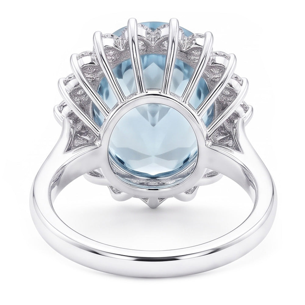 Ovaler Aquamarin-Halo-Cocktailring