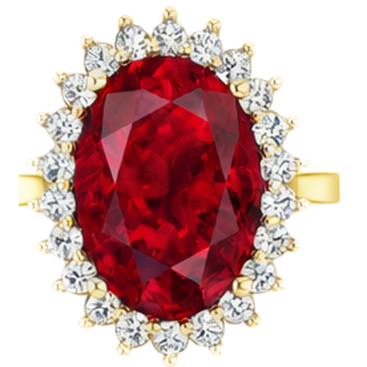 Ovaler Burma-Rubin-Aus der Erde Abgebauter Natürlicher Diamant-Blumen-Stil Ring 10,50 Karat zweifarbiges Gold