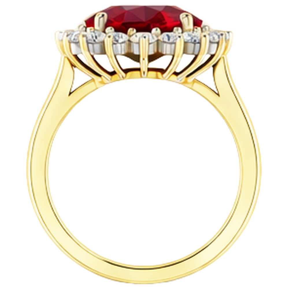 Ovaler Burma-Rubin-Aus der Erde Abgebauter Natürlicher Diamant-Blumen-Stil Ring 10,50 Karat zweifarbiges Gold