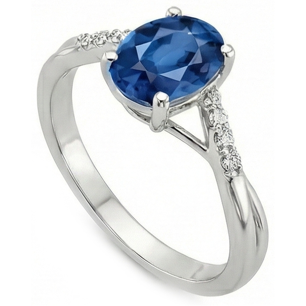 Ovaler Ceylon-Saphir-Ring aus Weißgold