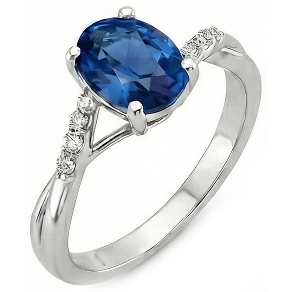 Ovaler Ceylon-Saphir-Ring aus Weißgold