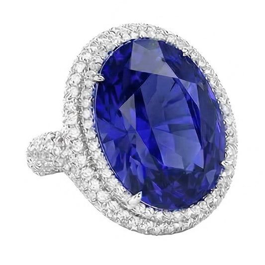 Ovaler Cocktailring aus Saphirgold